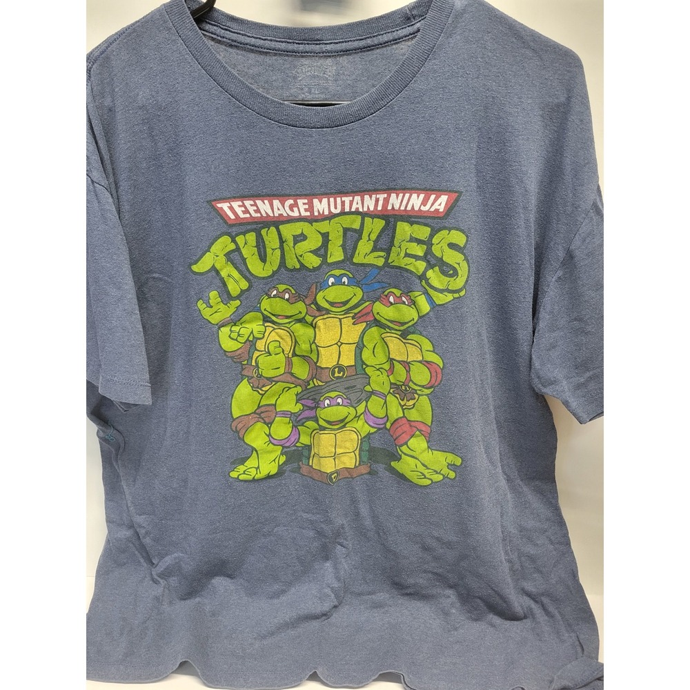 Teenage Mutant Ninja Turtles Graphic T-Shirt Mens XL Heather Blue Retro TMNT Tee
